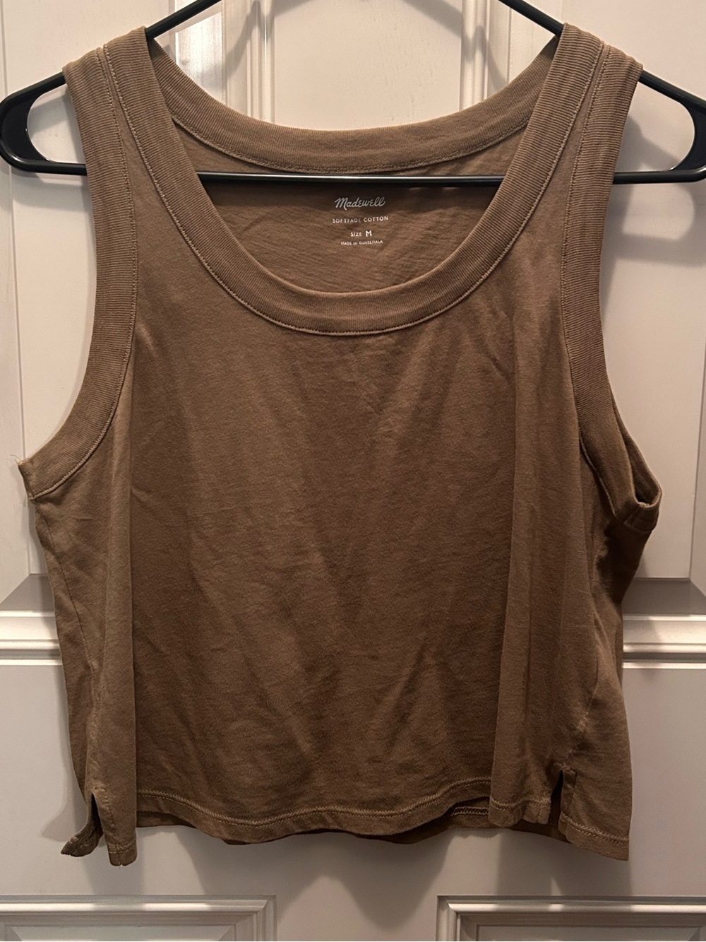 Madewell Cropped Scoop Neck Tank in Olive Green